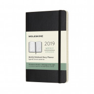 2019 Moleskine Notebook Black Pocket Weekly 12-month Diary Soft