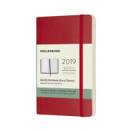 2019 Moleskine Notebook Scarlet Red Pocket Weekly 12-month Diary Soft
