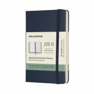2019 Moleskine Notebook Sapphire Blue Pocket Weekly 18-month Diary Hard