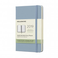 2019 Moleskine Notebook Cinder Blue Pocket Weekly 12-month Diary Hard