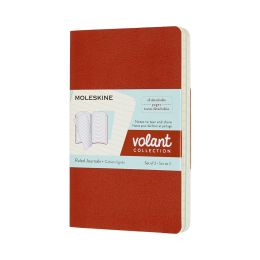 Volant Journals Pocket Ruled Coral Orange Aqua.Blue