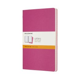 Set Of 3 Moleskine Large Ruled Cahier Journals: Kinetic Pink