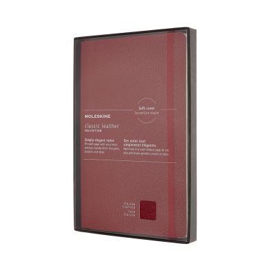 Moleskine Classic Limited Collection Large Leather Ruled Hardback Notebook in Box: Bordeaux Red