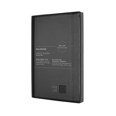 Moleskine Classic Limited Collection Large Leather Ruled Softback Notebook in Box: Black