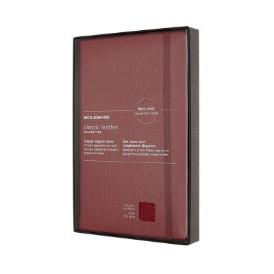 Moleskine Classic Limited Collection Large Leather Ruled Softback Notebook in Box: Bordeaux Red