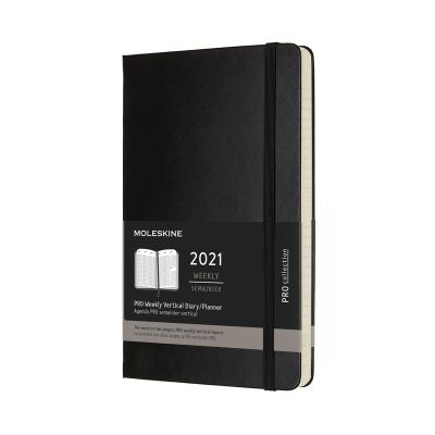 Moleskine 2021 12-Month Pro Weekly Large Hardcover Vertical Diary: Black