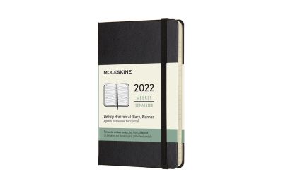 Moleskine 2022 12-Month Weekly Pocket Hardcover Horizontal Notebook: Black