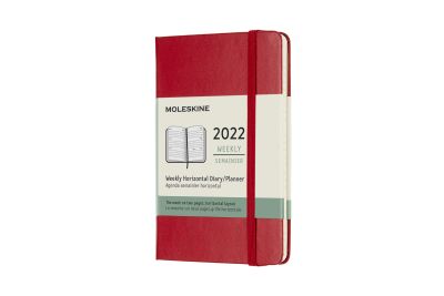 Moleskine 2022 12-Month Weekly Pocket Hardcover Horizontal Notebook: Scarlet Red