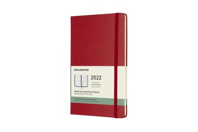 Moleskine 2022 12-Month Weekly Large Hardcover Horizontal Notebook: Scarlet Red