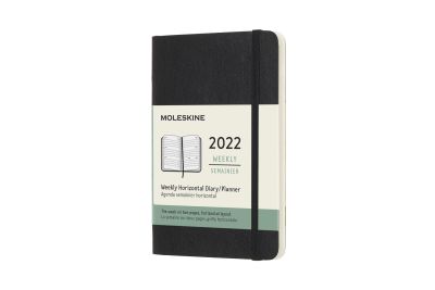 Moleskine 2022 12-Month Weekly Pocket Softcover Horizontal Notebook: Black