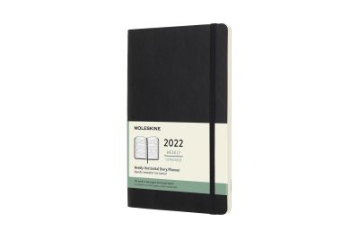 Moleskine 2022 12-Month Weekly Large Softcover Horizontal Notebook: Black