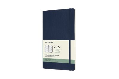 Moleskine 2022 12-Month Weekly Large Softcover Horizontal Notebook: Sapphire Blue