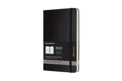 Moleskine 2022 PRO 12-Month Weekly Large Hardcover Vertical Notebook: Black