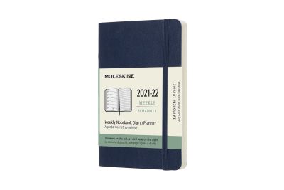 Moleskine 2022 18-Month Weekly Pocket Softcover Notebook: Sapphire Blue