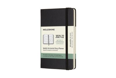 Moleskine 2022 18-Month Weekly Pocket Hardcover Horizontal Notebook: Black