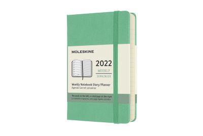 Moleskine 2022 12-Month Weekly Pocket Hardcover Notebook: Ice Green