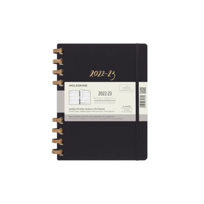 Moleskine 2023 12-Month Extra Large Student Life Spiral Planner: Remake Midnight