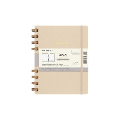 Moleskine 2023 12-Month Extra Large Student Life Spiral Planner: Remake Sand