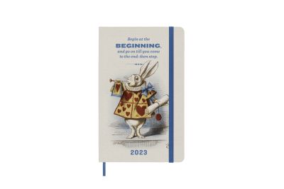 Moleskine Ltd. Ed. Alice In Wonderland 2023 12-Month Weekly Large Hardcover Notebook: Blue Rabbit