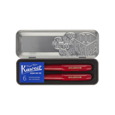 Moleskine x Kaweco Ballpen & Fountain Pen Set: Red