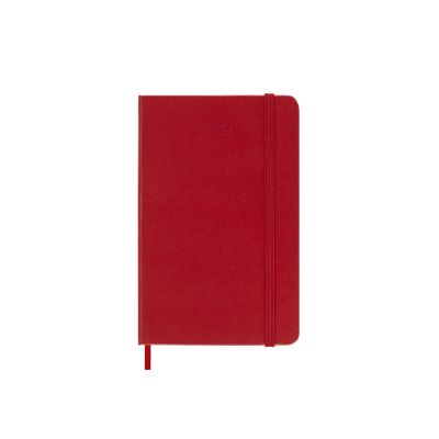 Moleskine 2024 12-Month Daily Pocket Hardcover Notebook: Scarlet Red