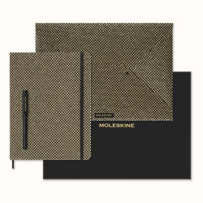 Moleskine Ltd. Ed. Shine XL Undated Planner, Document Envelope & Fountain Pen Collector's Box: Gold