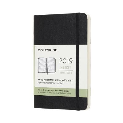 2019 Moleskine Horizontal Black Pocket Weekly 12-month Diary Soft