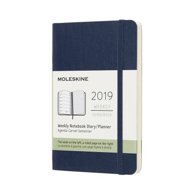 2019 Moleskine Notebook Sapphire Blue Pocket Weekly 12-month Diary Soft