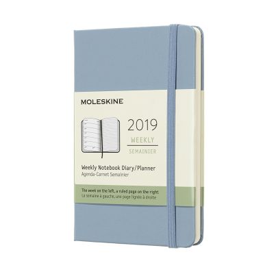 2019 Moleskine Notebook Cinder Blue Pocket Weekly 12-month Diary Hard