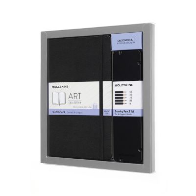 Moleskine Art Collection Sketching Kit - Large Hardcover Sketchbook and 5 Drawing Pencils Set