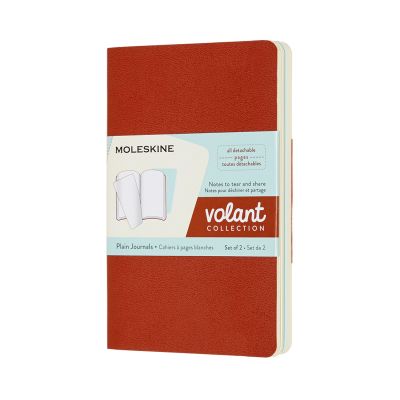 Volant Journals Pocket Plain Coral Orange Aqua.Blue