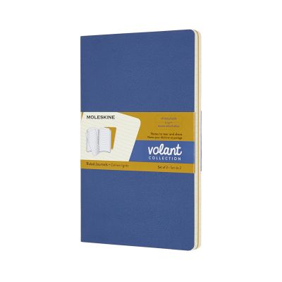 Volant Journals Large Ruled Forget Me Not Blue & Amber Yellow