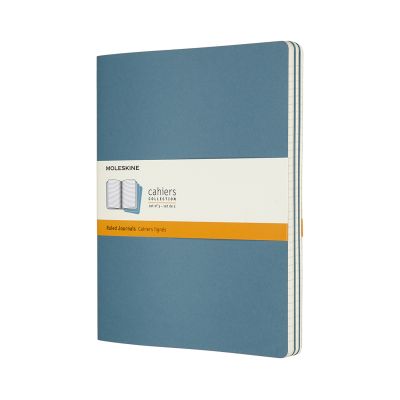 Set Of 3 Moleskine Extra Large Ruled Cahier Journals: Brisk Blue