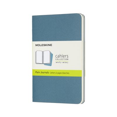 Set Of 3 Moleskine Pocket Plain Cahier Journals: Brisk Blue