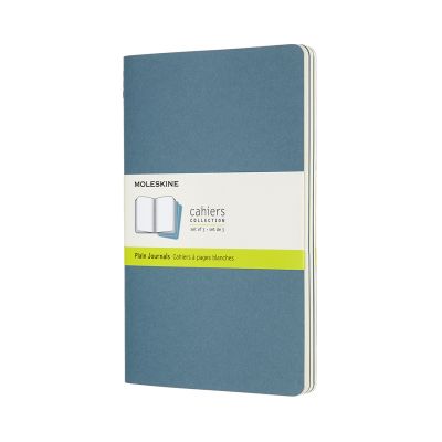 Set Of 3 Moleskine Large Plain Cahier Journals: Brisk Blue