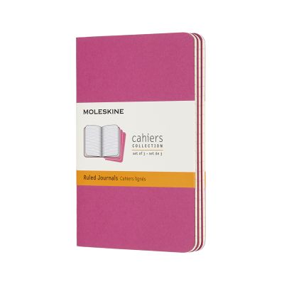 Set Of 3 Moleskine Pocket Ruled Cahier Journals: Kinetic Pink