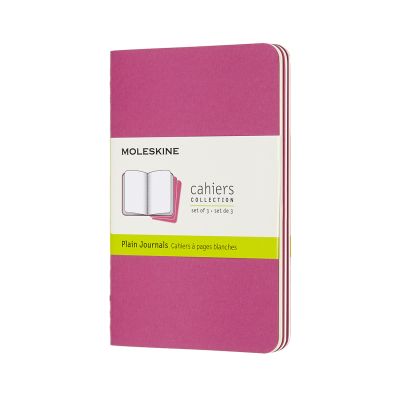 Set Of 3 Moleskine Pocket Plain Cahier Journals: Kinetic Pink