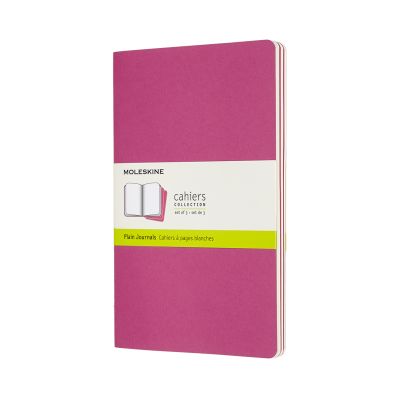 Set Of 3 Moleskine Large Plain Cahier Journals: Kinetic Pink