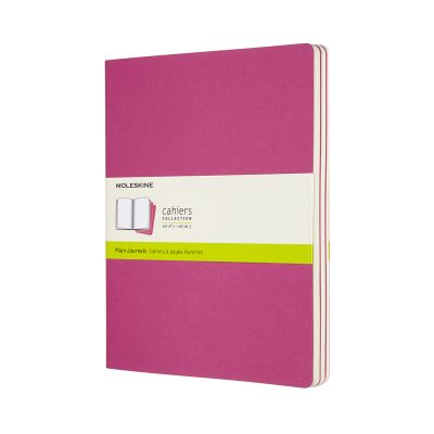 Set Of 3 Moleskine Extra Large Plain Cahier Journals: Kinetic Pink