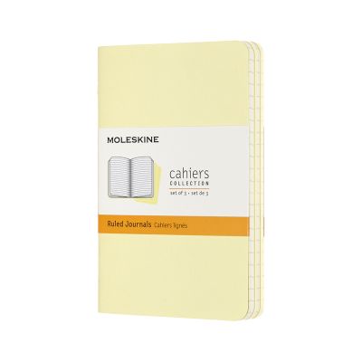 Set Of 3 Moleskine Pocket Ruled Cahier Journals: Tender Yellow