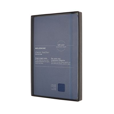 Moleskine Classic Limited Collection Large Leather Ruled Softback Notebook in Box: Forget Me Not Blue