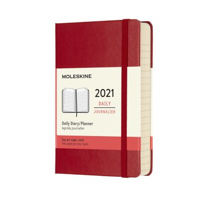 Moleskine 2021 12-Month Daily Pocket Hardcover Diary: Scarlet Red