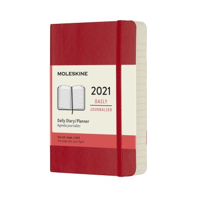Moleskine 2021 12-Month Daily Pocket Softcover Diary: Scarlet Red
