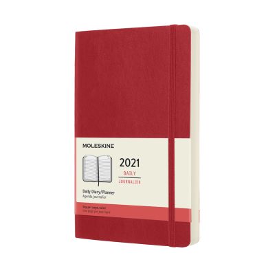 Moleskine 2021 12-Month Daily Large Softcover Diary: Scarlet Red