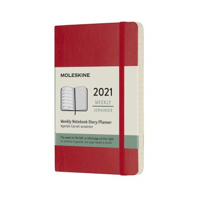Moleskine 2021 12-Month Weekly Pocket Softcover Diary: Scarlet Red
