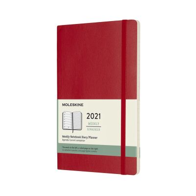 Moleskine 2021 12-Month Weekly Large Softcover Diary: Scarlet Red