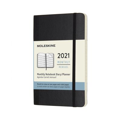 Moleskine 2021 12-Month Monthly Pocket Softcover Diary: Black