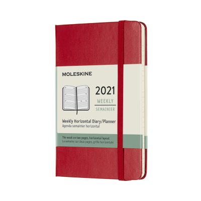 Moleskine 2021 12-Month Weekly Pocket Hardcover Horizontal Diary: Scarlet Red
