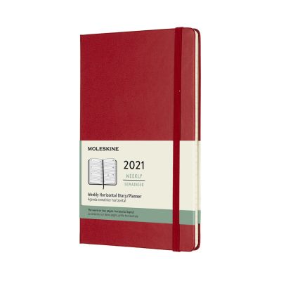 Moleskine 2021 12-Month Weekly Large Hardcover Horizontal Diary: Scarlet Red