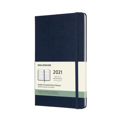 Moleskine 2021 12-Month Weekly Large Hardcover Horizontal Diary: Sapphire Blue